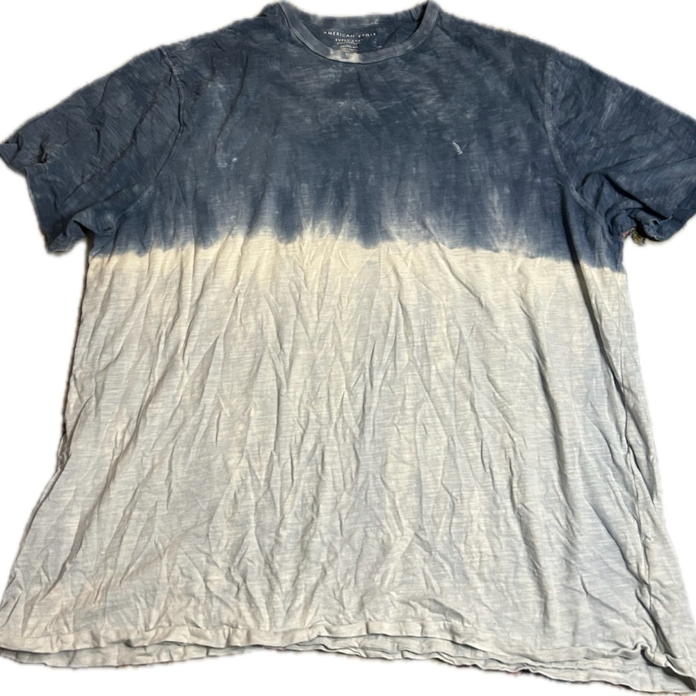 American Eagle Outfitters Blue and White Short Sleeve Tee